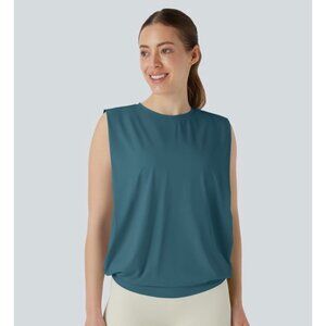 Round Neck Ruched Cool Touch Yoga Tank Top-UPF50+